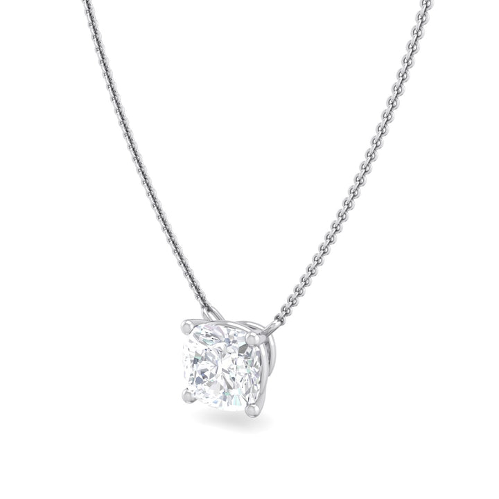 Cushion-cut Grown Diamond Solitaire Pendant