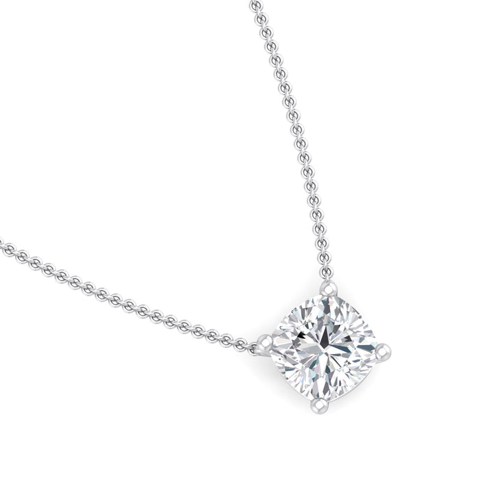 Cushion-cut Grown Diamond Solitaire Pendant