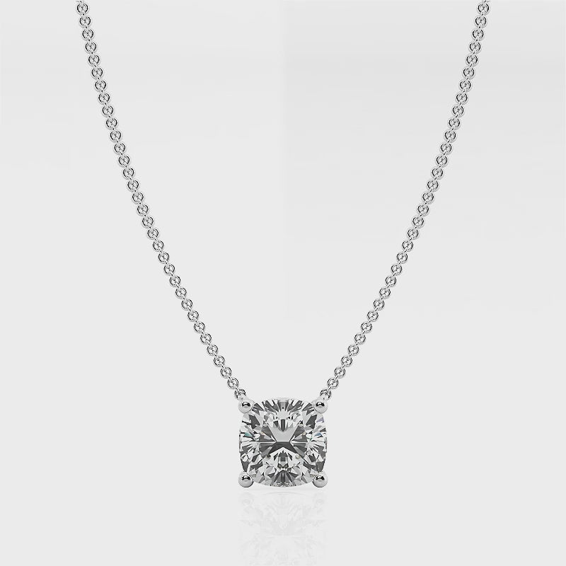 Cushion-cut Grown Diamond Solitaire Pendant
