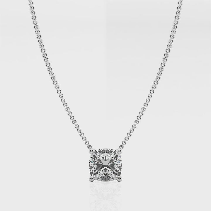 Cushion-cut Grown Diamond Solitaire Pendant