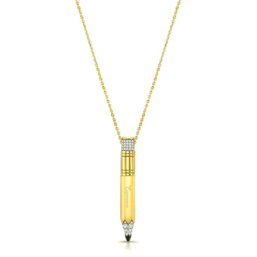 Gold Vertical Necklace Medium - Surround Art & Diamonds Jewelry by TZURI
