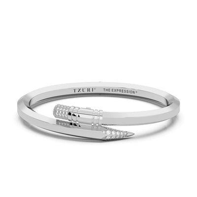 "Signature" White Gold Medium Expression Bracelet - Surround Art & Diamonds Jewelry by TZURI