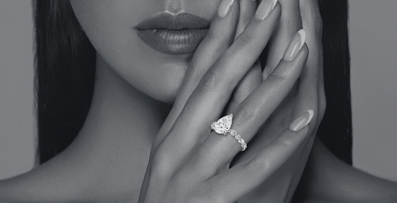 Azuri Asscher-cut three-stone lab-grown diamond ring shown on the hand
