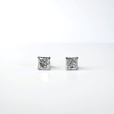 "Sparkles" Radiant-cut 3.01-carat total weight diamond studs in platinum