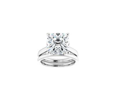 Solitaire Engagemend Ring with Lab-Grown Cushion-Cut White Diamond 3 carat