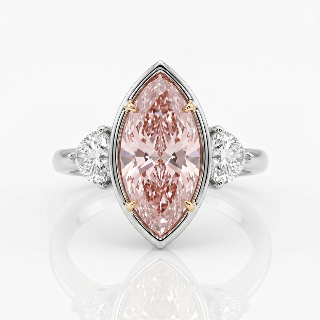 Azuri Fancy Pink Marquise-Cut Three-Stone Lab-Grown Diamond Ring – 5 ct