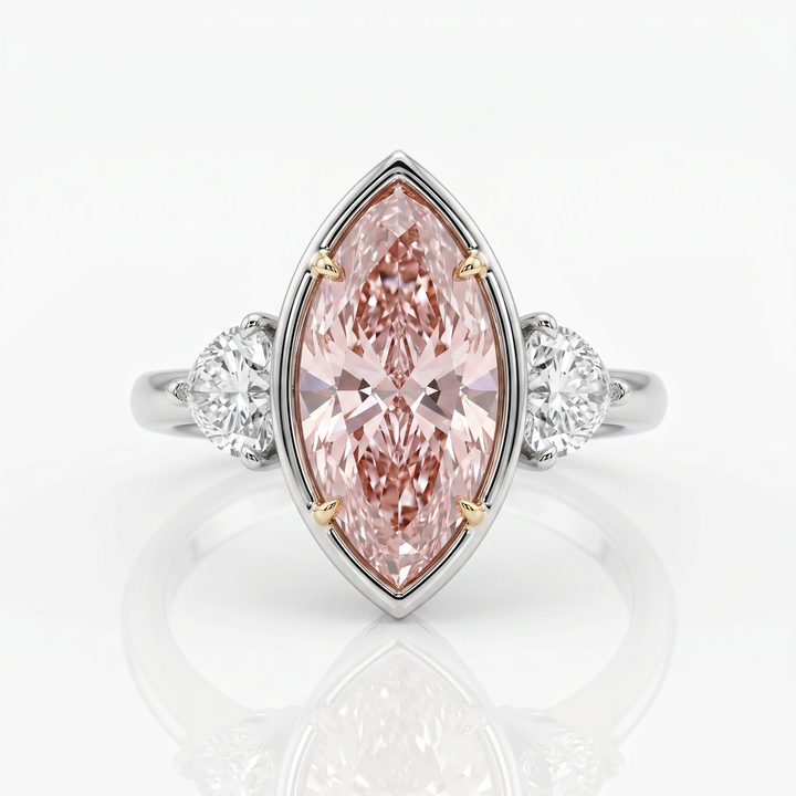 Azuri Fancy Pink Marquise-Cut Three-Stone Lab-Grown Diamond Ring – 5 ct