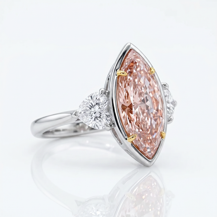Azuri Fancy Pink Marquise-Cut Three-Stone Lab-Grown Diamond Ring – 5 ct