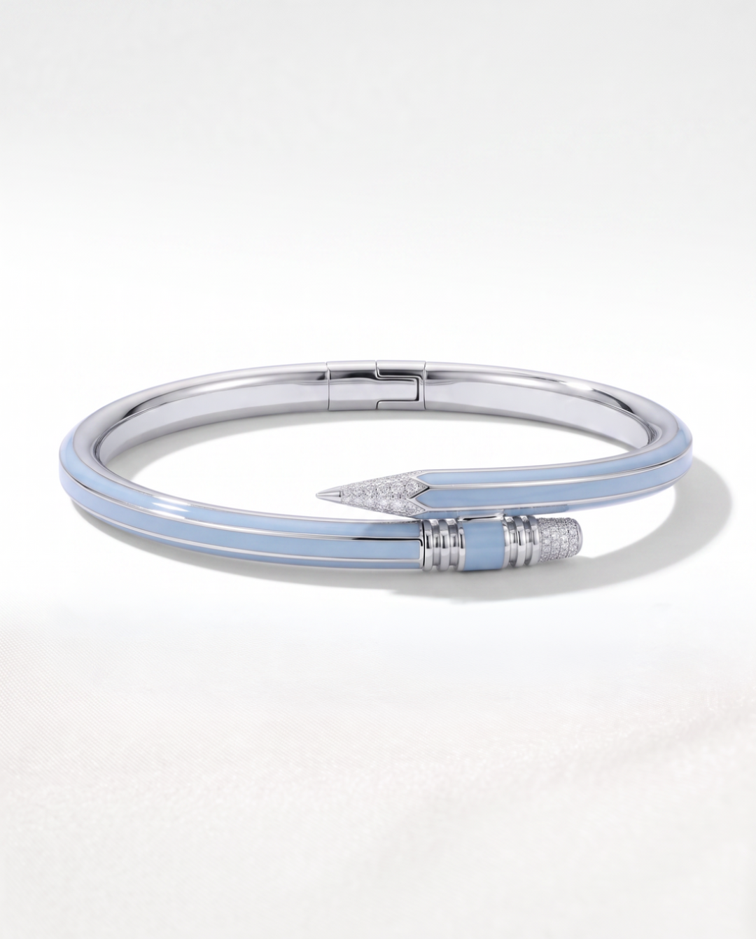 Paris X TZURI blue enamel Travel Collection bracelet in white gold-plated sterling silver with lab-grown diamonds