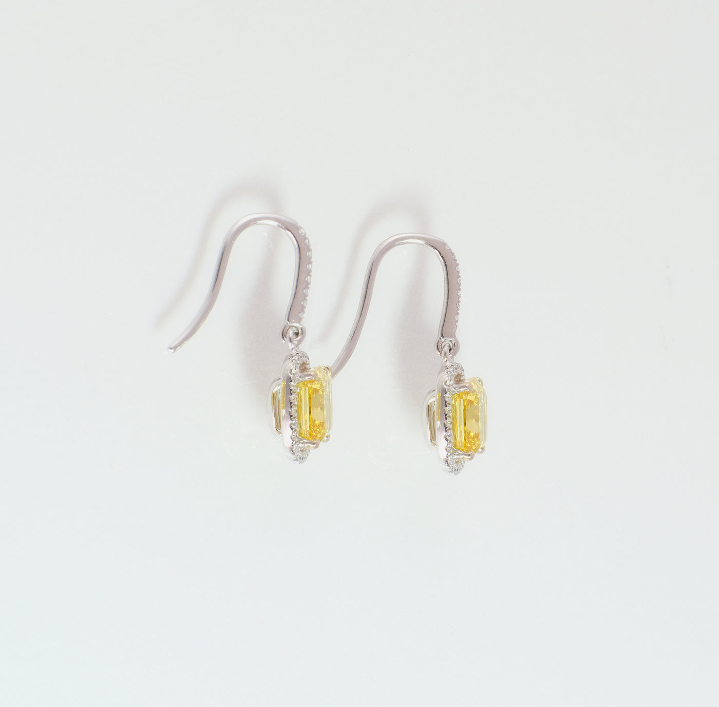 "Cheerful Glow" 2.04 Carat Fancy Vivid Yellow Diamond Drop Earrings GIA