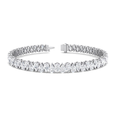 Classic Pear Shape Lab Grown Diamond Tennis Bracelet In 18K Gold 9.00 ct total weight