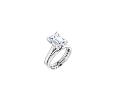 Solitaire Engagemend Ring with Lab-Grown Emerald-Cut White Diamond 3 carat