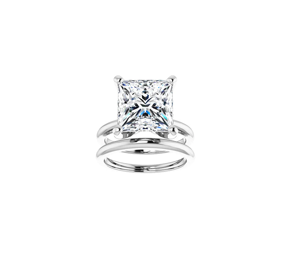 Solitaire Engagemend Ring with Lab-Grown Princess-Cut White Diamond 3-carat