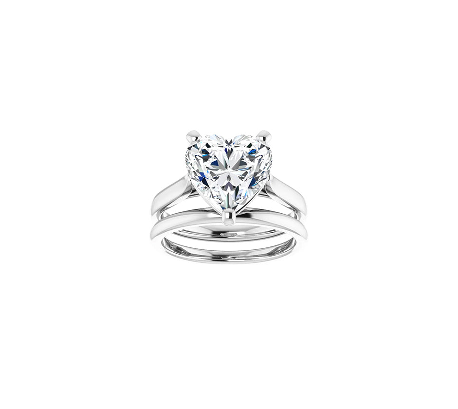 Solitaire Engagemend Ring with Lab-Grown Heart-Shape White Diamond 3 carat