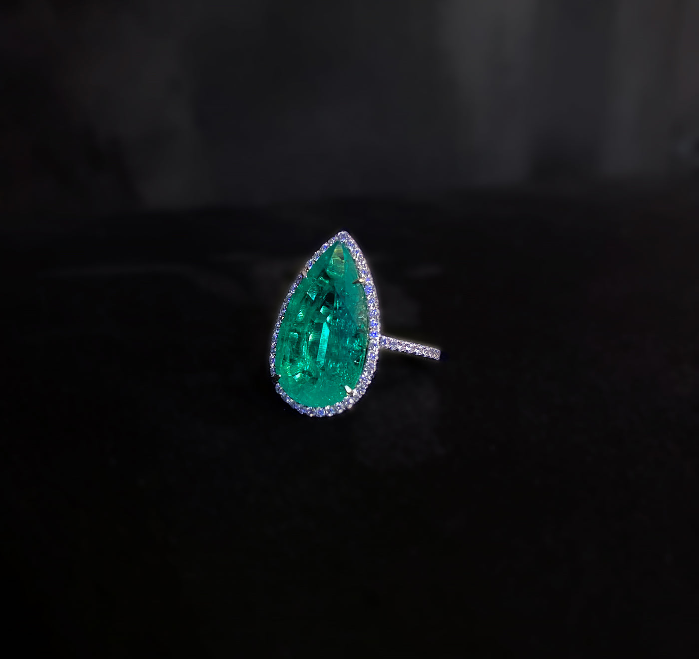 SOLD "Oasis" lab-grown Columbian Color Emerald Ring