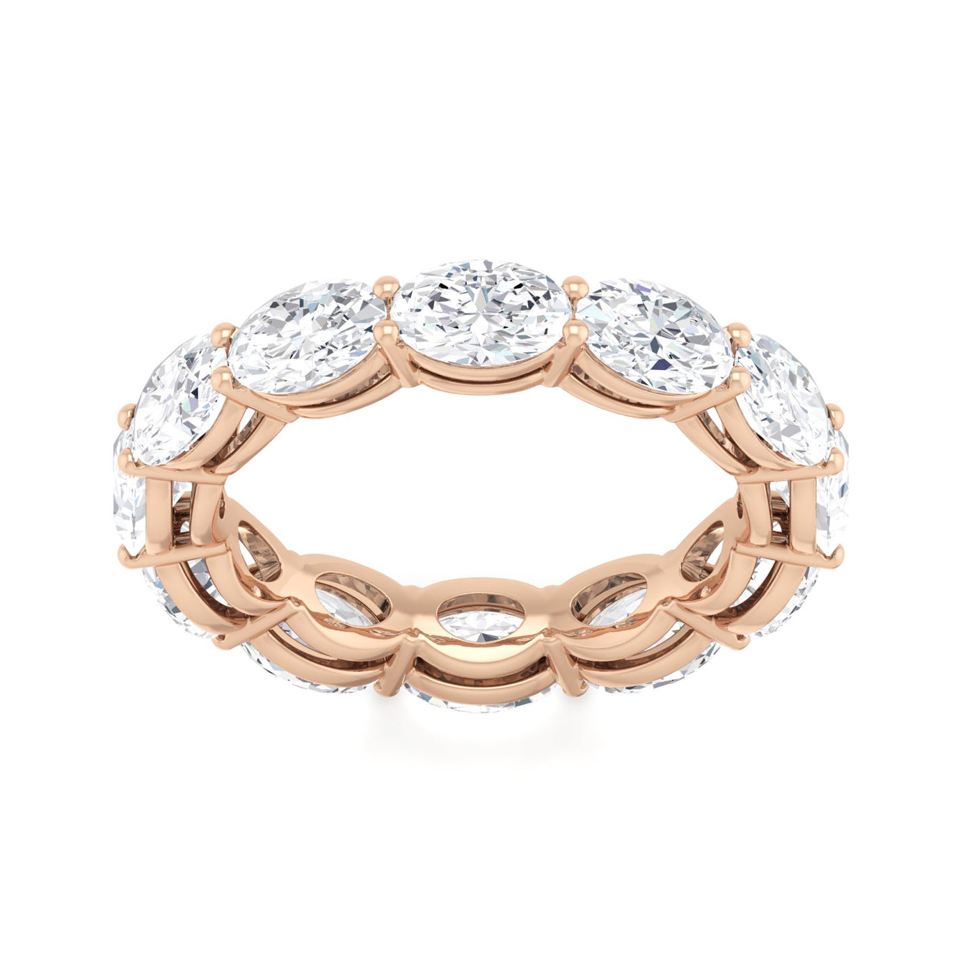 Eternity Band With Horizontal Set of Lab Grown Oval Diamonds In 18K Gold