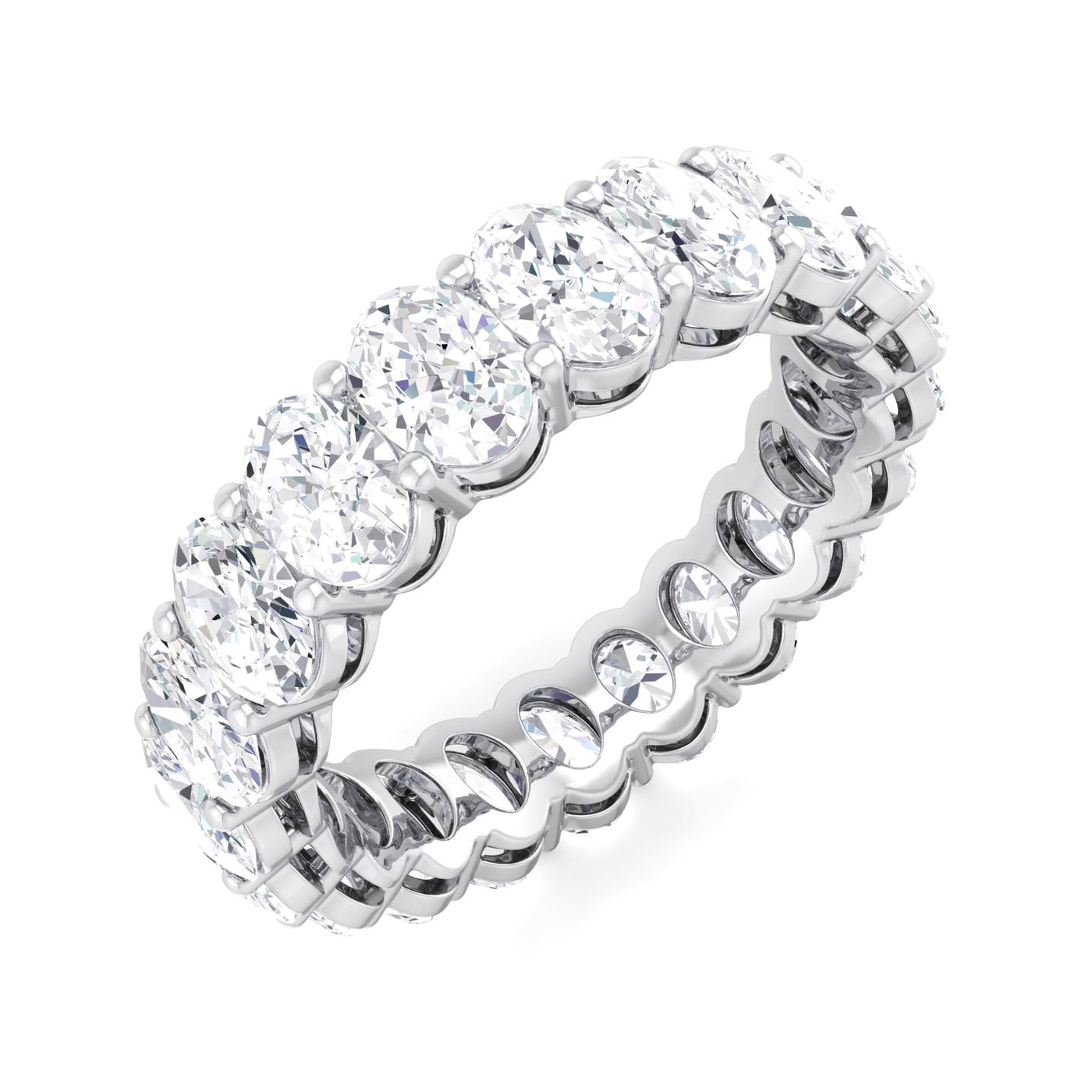 Eternity Band With Lab Grown Oval Diamonds In 18K White Gold