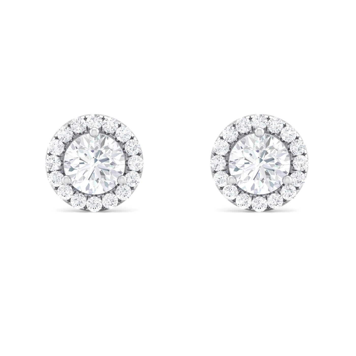 5 ct Total Weight Round Lab-Grown Halo Diamond Stud Earrings 18K Gold