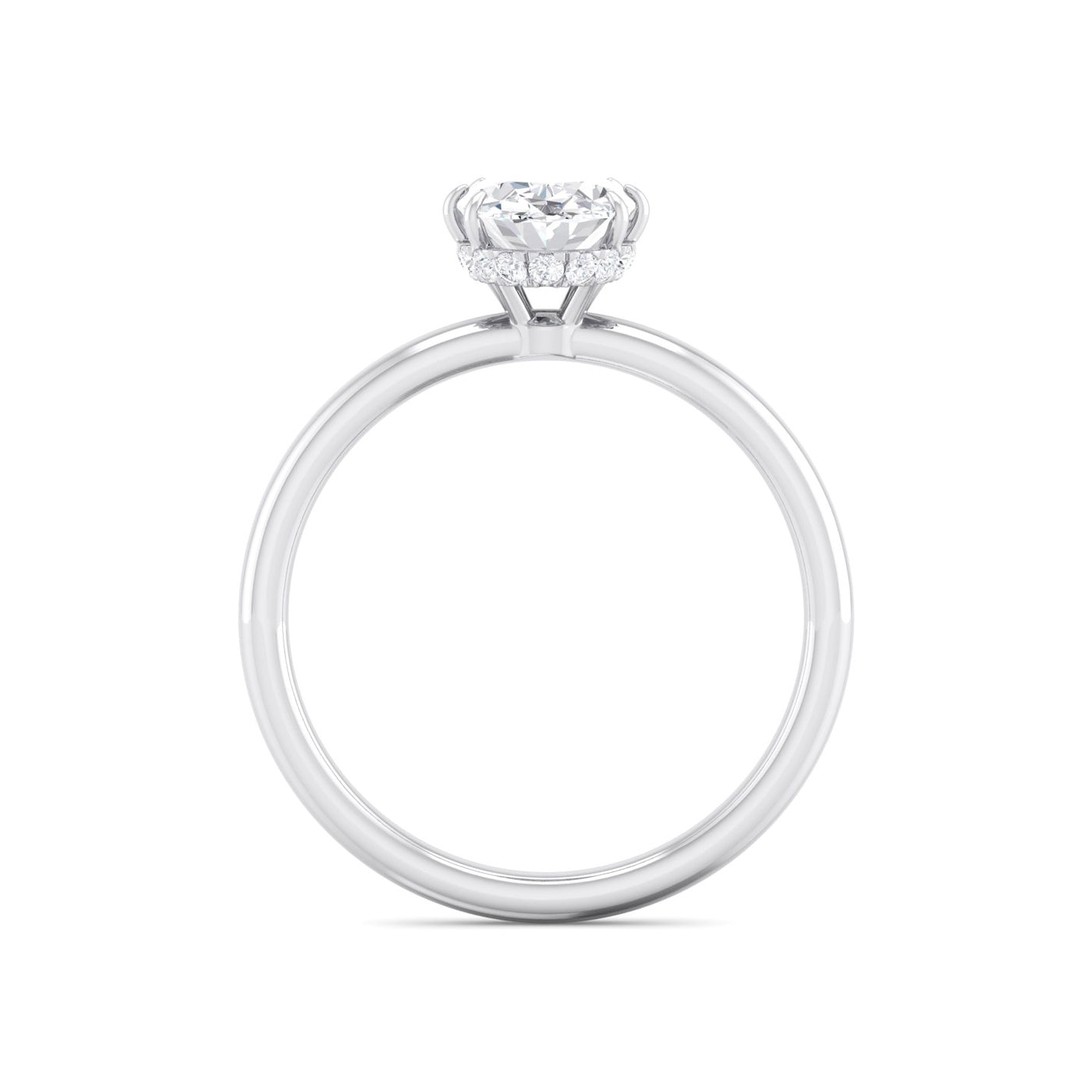 1-Carat Oval-Cut Lab-Diamond Engagement Ring  with Hidden Diamond Halo In 18K White Gold