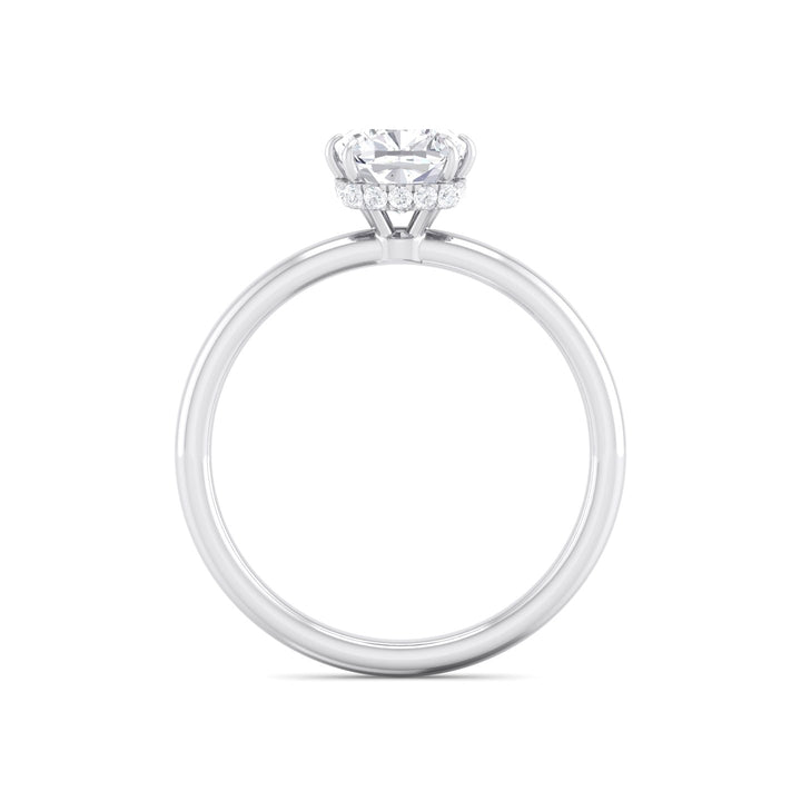 1 Ct Lab-Grown Cushion Diamond Solitaire Engagement Ring with Petite Diamond Halo