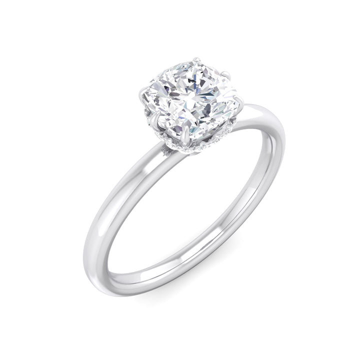 1 Ct Lab-Grown Cushion Diamond Solitaire Engagement Ring with Petite Diamond Halo