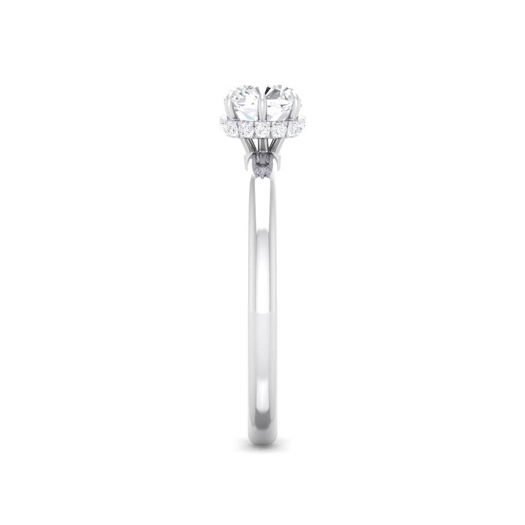 1 Ct Lab-Grown Cushion Diamond Solitaire Engagement Ring with Petite Diamond Halo