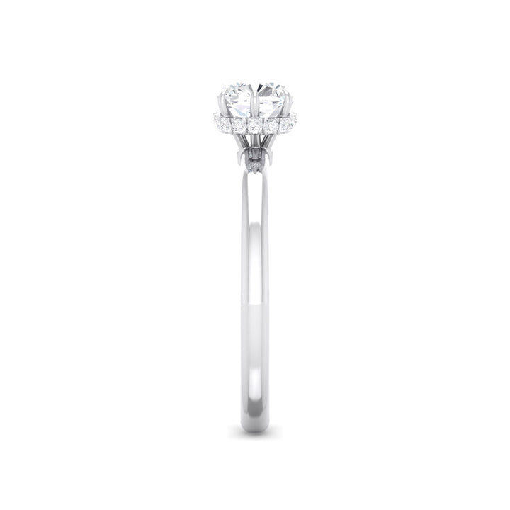 1 Ct Lab-Grown Cushion Diamond Solitaire Engagement Ring with Petite Diamond Halo