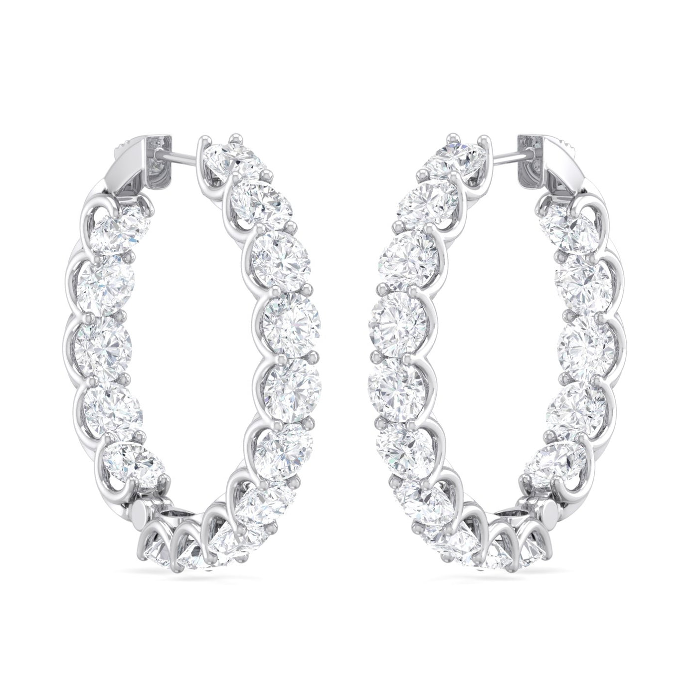 Medium Lab Grown Diamond Huggie Hoop Earrings 18K Gold