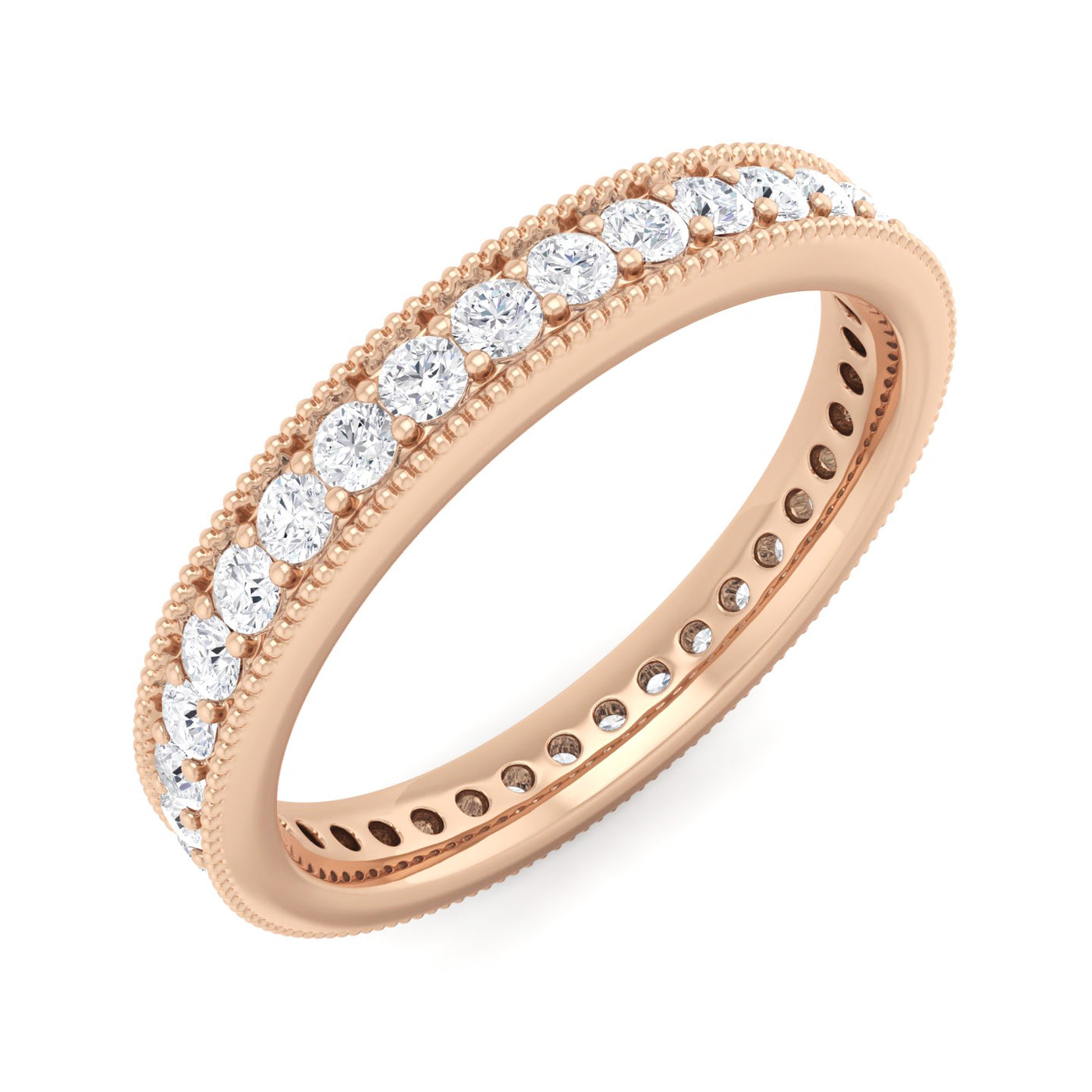 Milgrain Channel Lab Grown Diamond Eternity Ring In 18K Gold