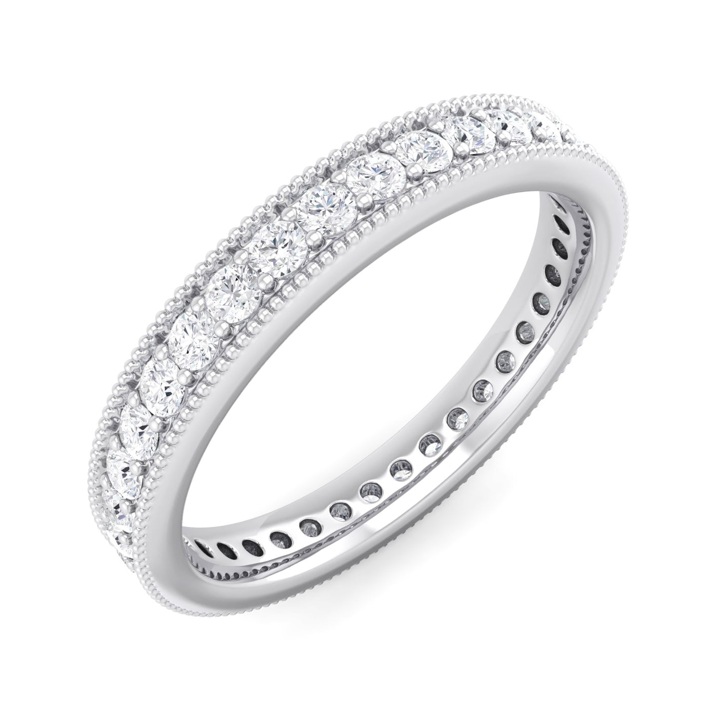 Milgrain Channel Lab Grown Diamond Eternity Ring In 18K Gold