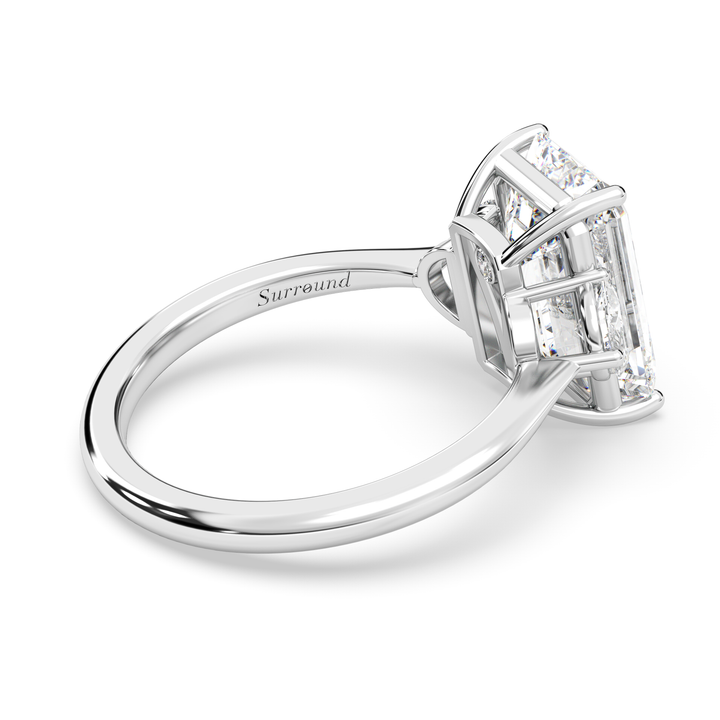 Constanse Classic Three-stone Ring with 5 ct Emerald-Cut Grown Diamond