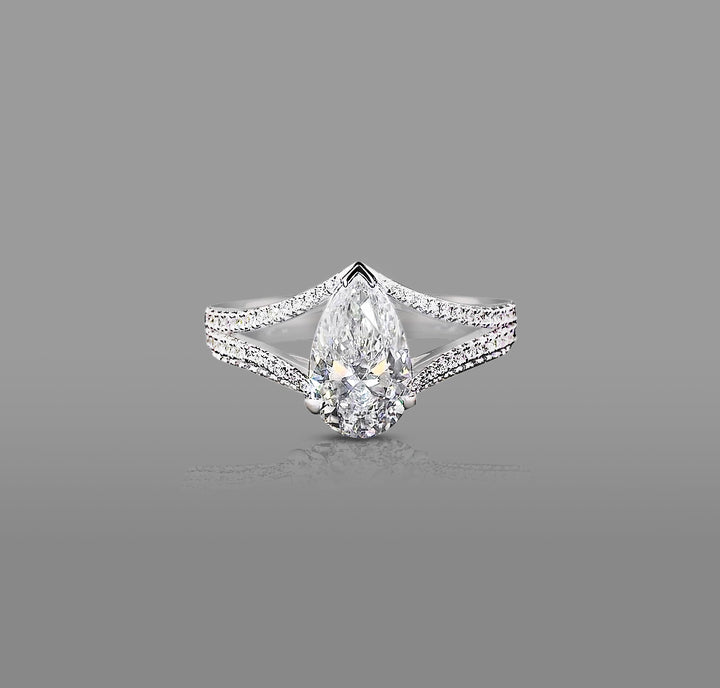 Adele Split-Shank Solitaire Engagement Ring with Pear-shaped Grown Diamond