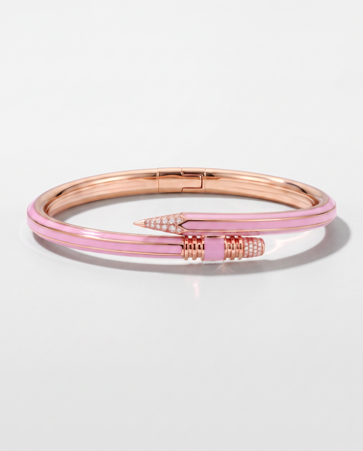 Paris X TZURI pink enamel Travel Collection bracelet in rose gold-plated sterling silver with lab-grown diamonds
