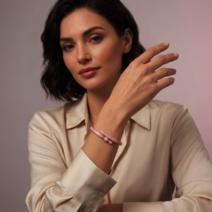 Paris X TZURI Pink Enamel Travel Bracelet — Rose Gold-Plated Silver &amp; Lab-Grown Diamonds