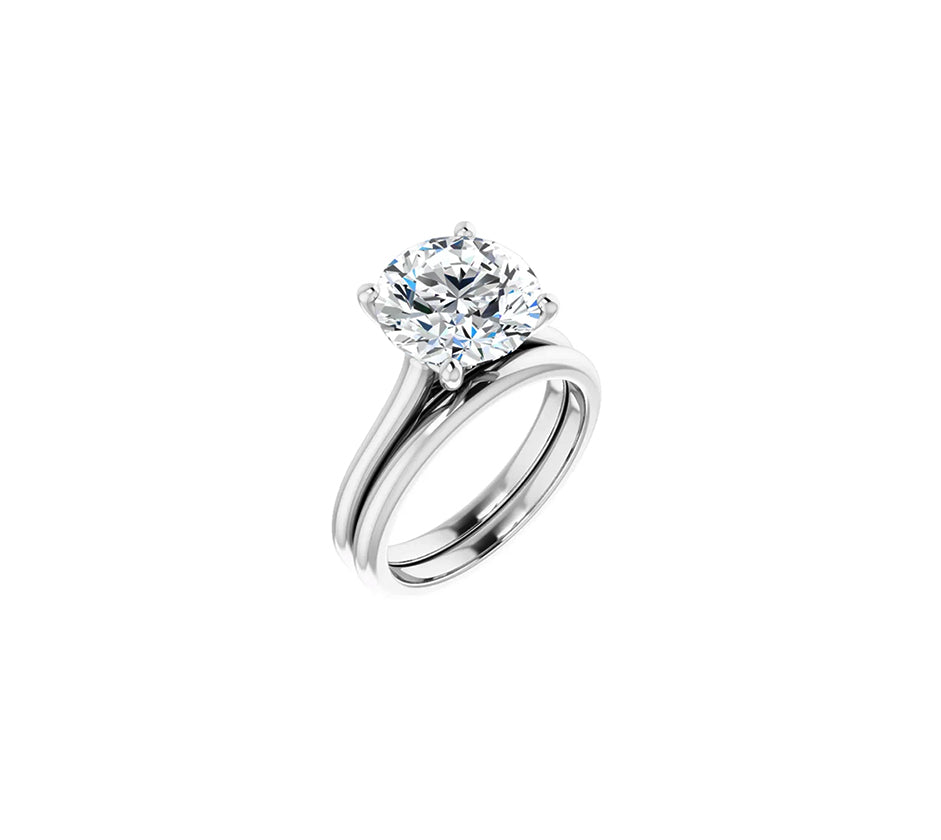 Solitaire Engagemend Ring with Lab-Grown Round-Shape White Diamond 3 carat