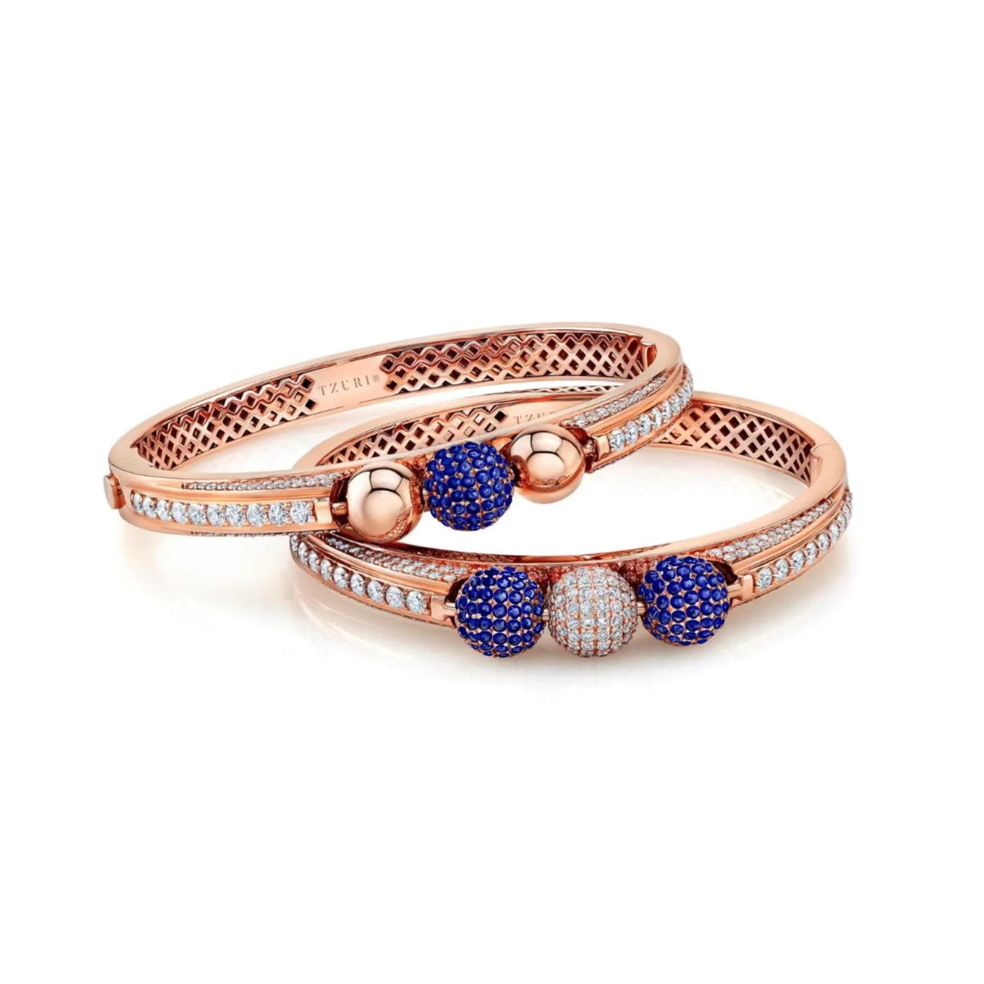 Ethos Bracelet - 2 Blue Sapphire Balls + 1 Diamond Ball