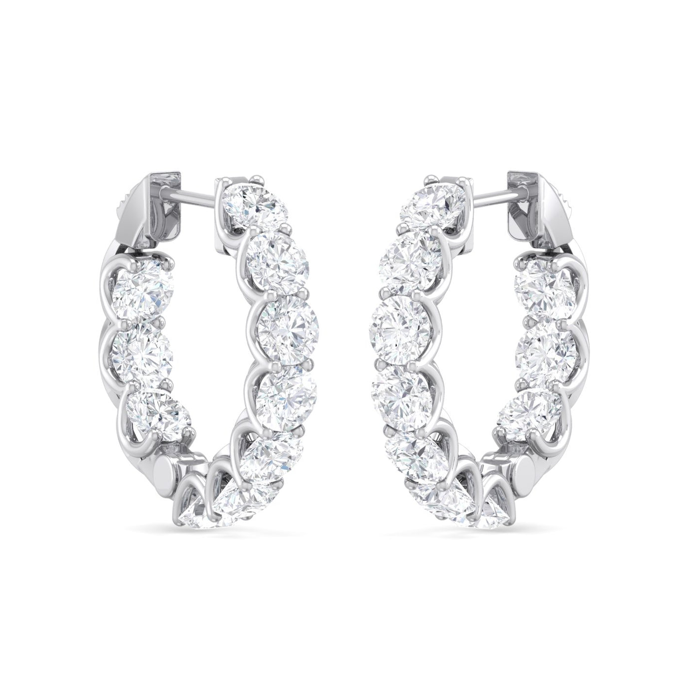 Small Lab Grown Diamond Huggie Hoop Earrings 18K Gold