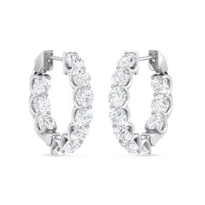 Small Lab Grown Diamond Huggie Hoop Earrings 18K Gold