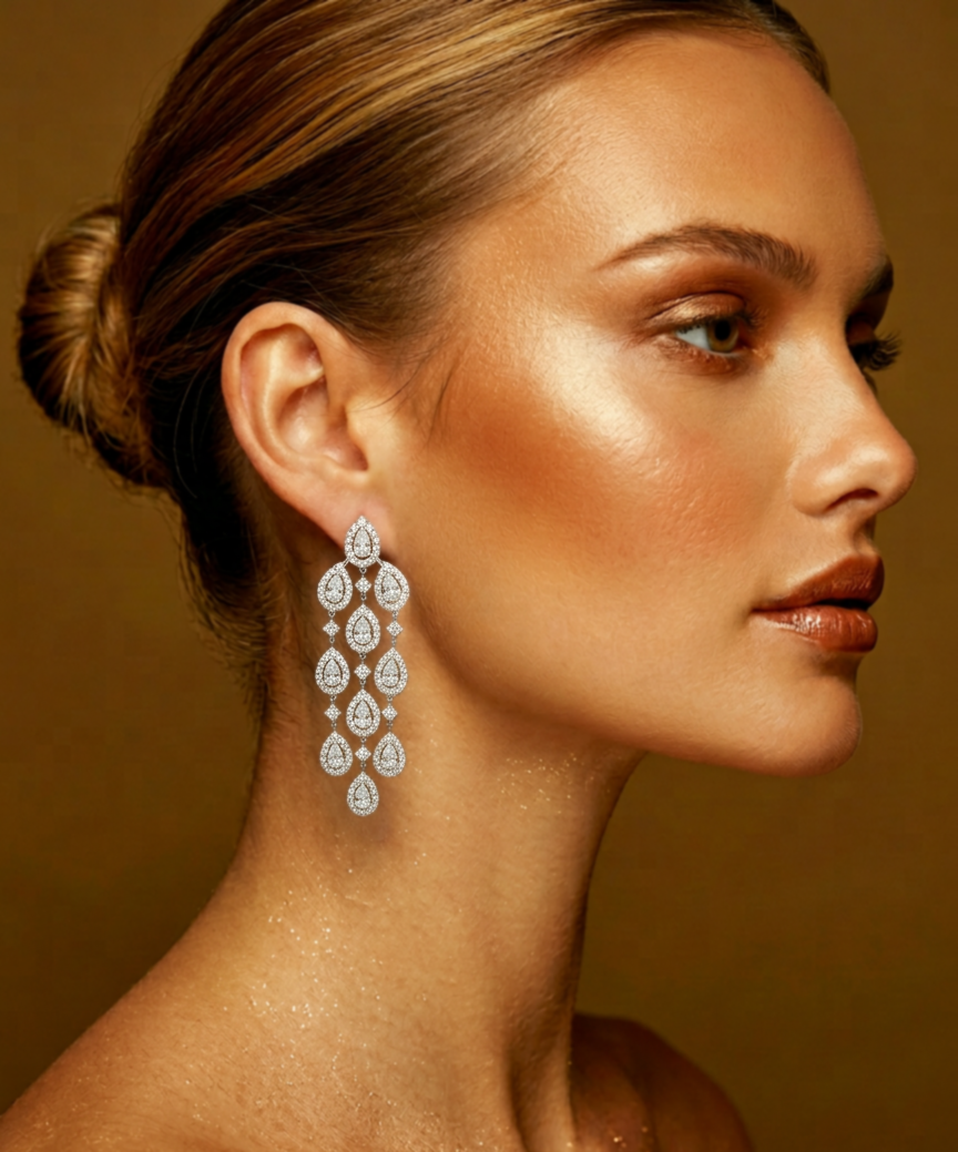 Azuri "Waterfall" Lab-Grown Diamond Chandelier Earrings – 10 ct t.w., 14K White Gold
