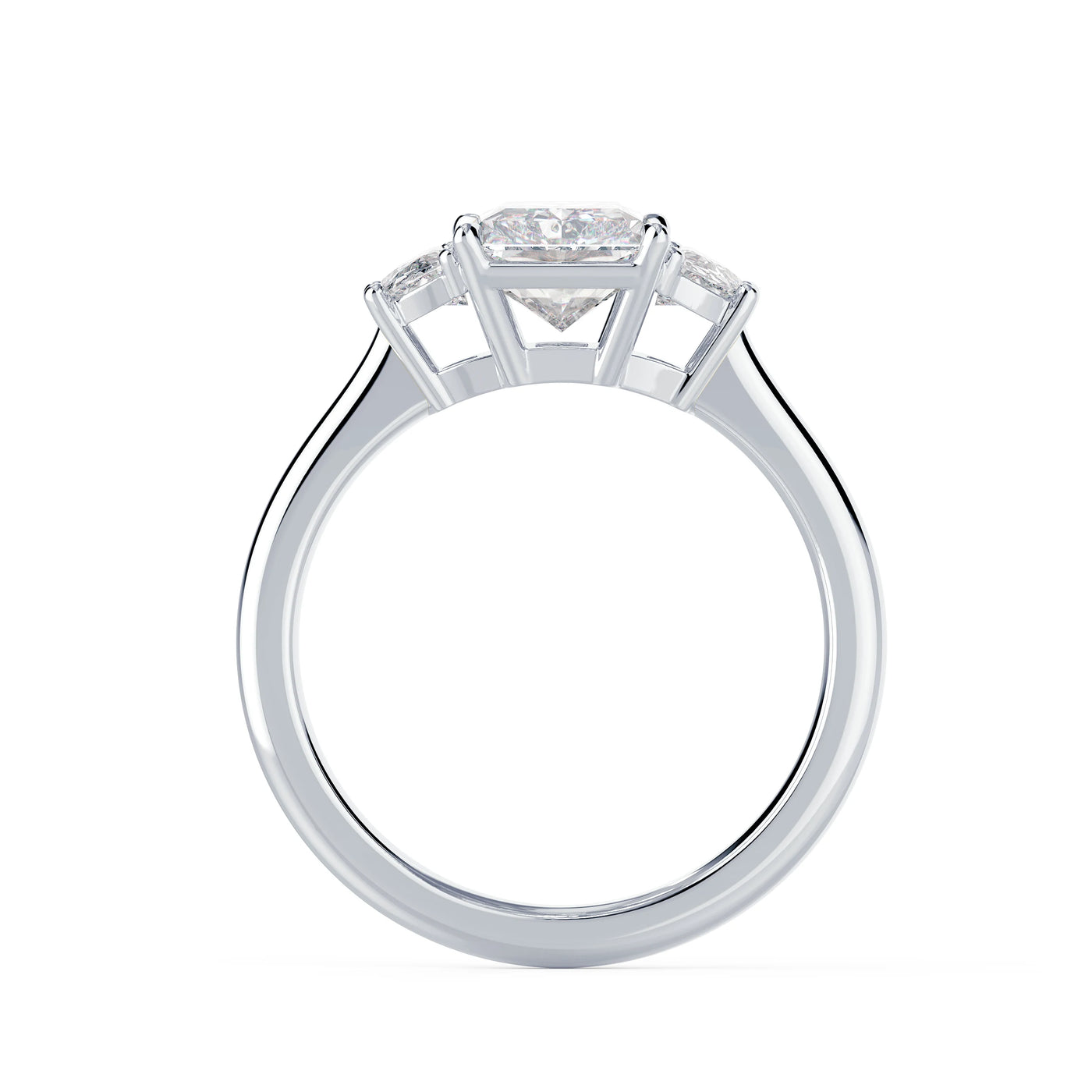 4 ct Lab-Grown Radiant-Cut Diamond Ring with Half-Moon Side Stones in White Gold