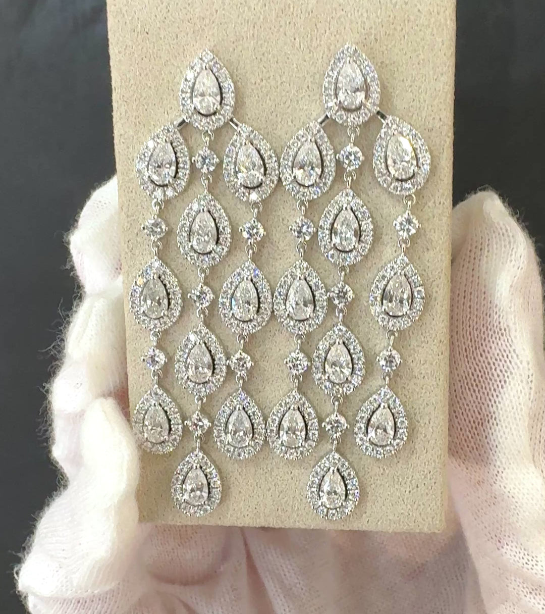 Azuri "Waterfall" Lab-Grown Diamond Chandelier Earrings – 10 ct t.w., 14K White Gold
