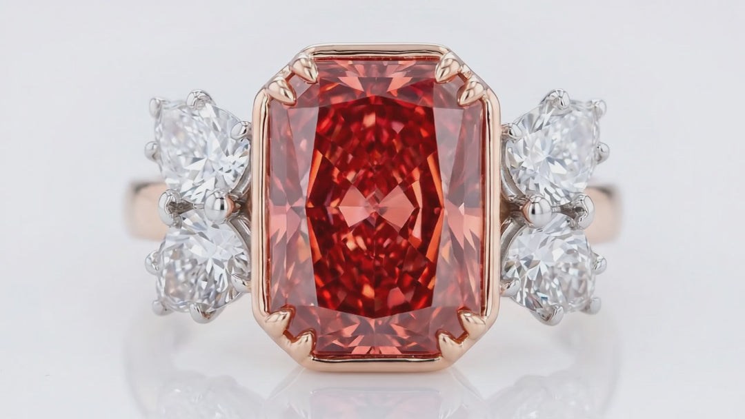 Azuri Fancy Red Radiant-Cut Lab-Grown Diamond Ring – 4 ct Statement Ring