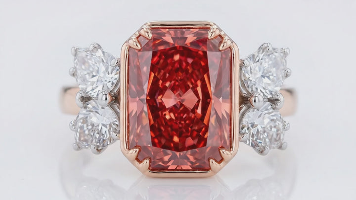 Azuri Fancy Red Radiant-Cut Lab-Grown Diamond Ring – 4 ct Statement Ring