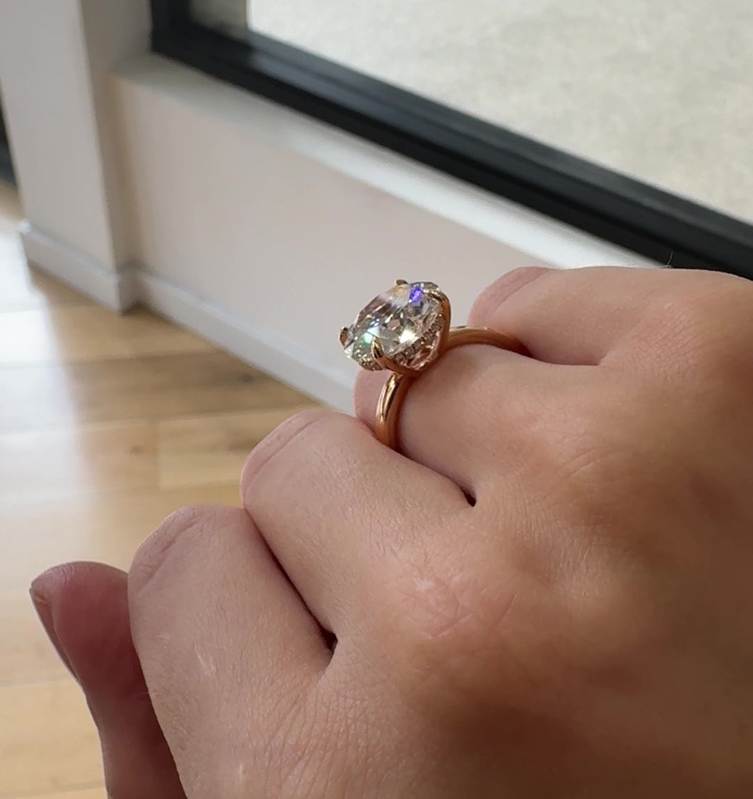 Azuri 7 ct Round Lab-Grown Diamond Hidden Halo Solitaire – F VS1, 14K Rose Gold