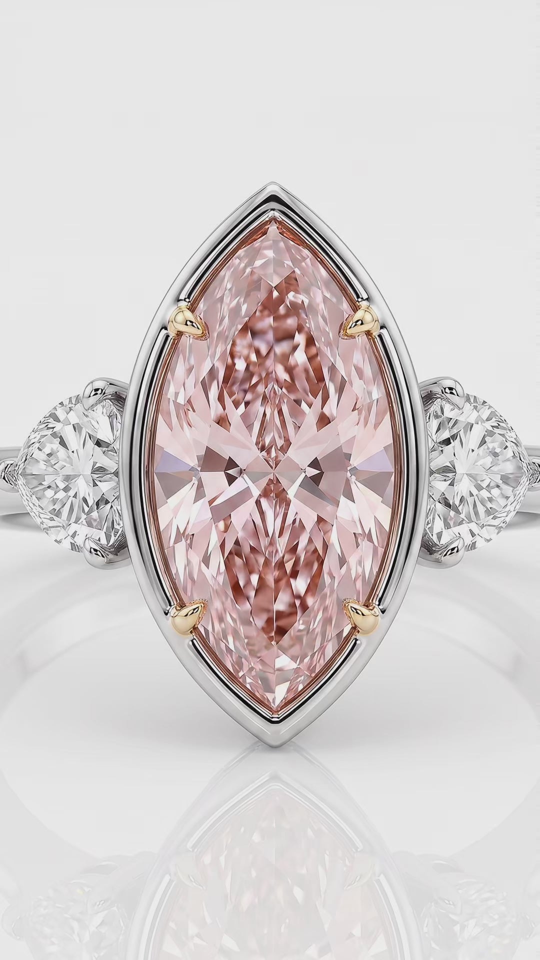 Azuri Fancy Pink Marquise-Cut Three-Stone Lab-Grown Diamond Ring – 5 ct