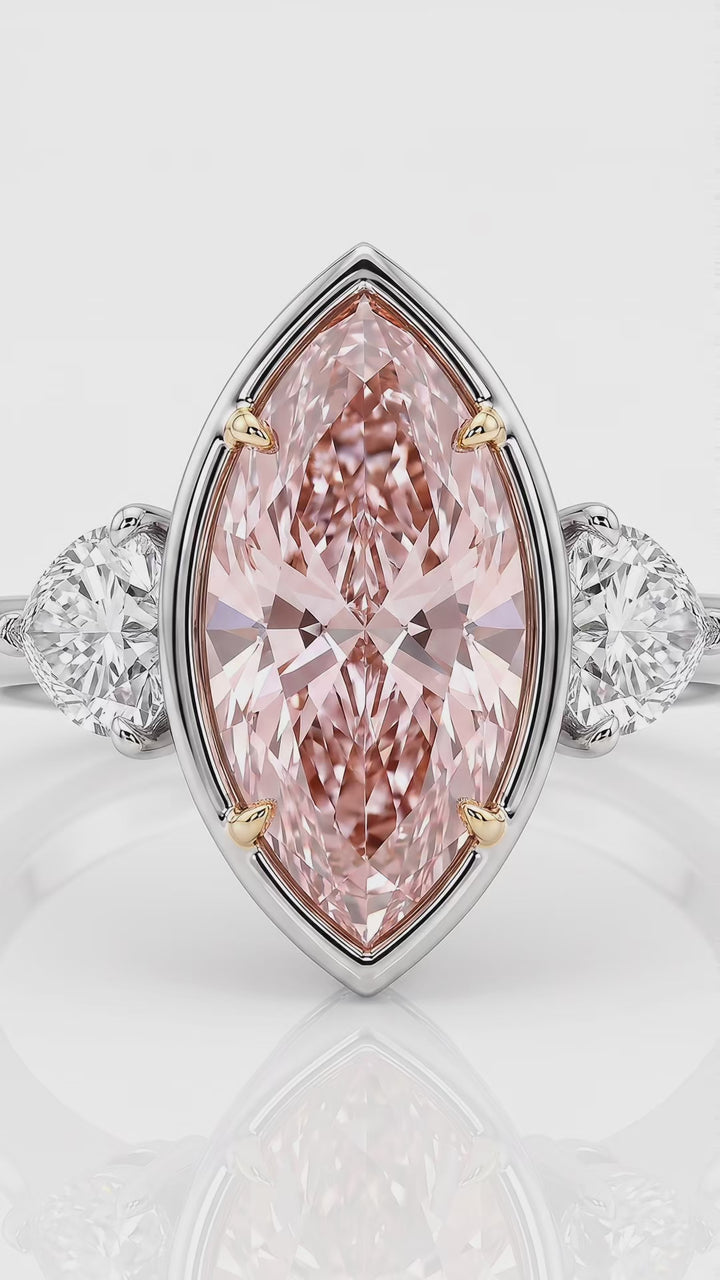 Azuri Fancy Pink Marquise-Cut Three-Stone Lab-Grown Diamond Ring – 5 ct