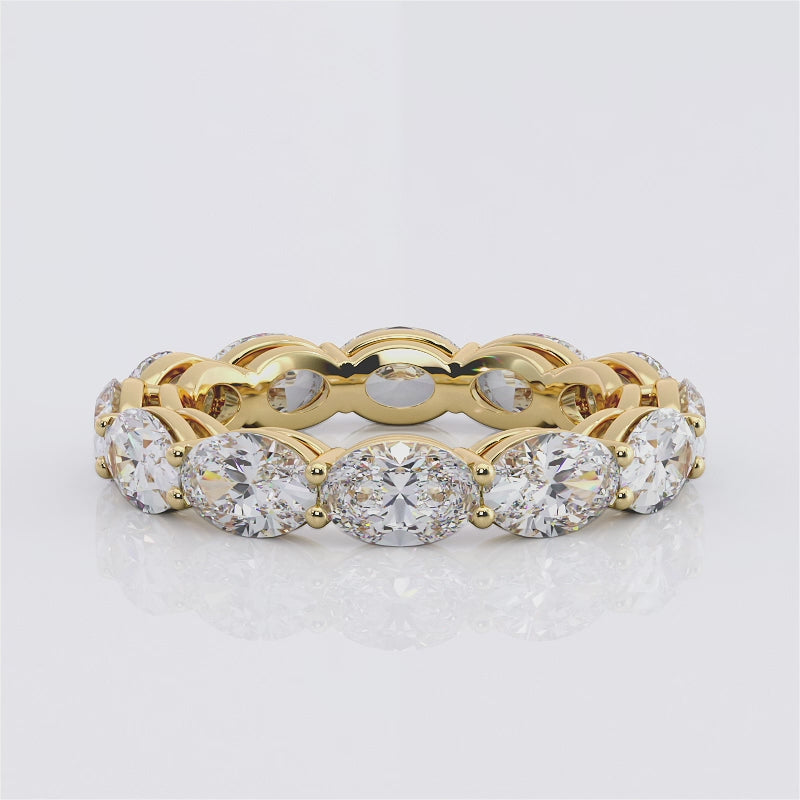 Eternity Band With Horizontal Set of Lab Grown Oval Diamonds In 18K Gold