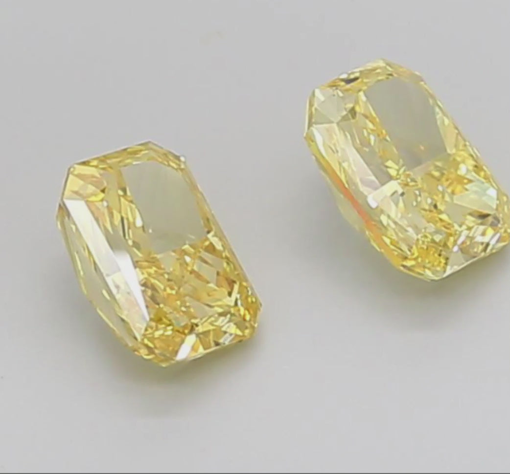 "Cheerful Glow" 2 Carat Fancy Vivid Yellow Lab-Grown Diamond Drop Earrings