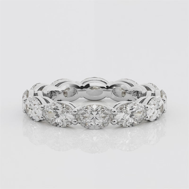 Eternity Band With Horizontal Set of Lab Grown Oval Diamonds In 18K Gold