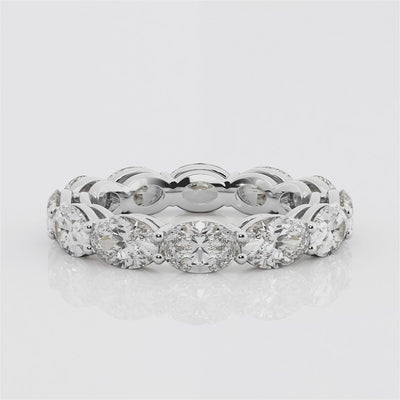 Eternity Band With Horizontal Set of Lab Grown Oval Diamonds In 18K Gold